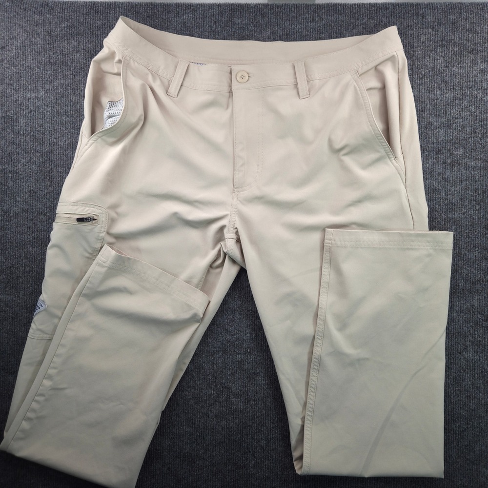 Columbia PFG Mens 34x32 Tan Khaki Performance Fishing Cargo Pants Gorpcore